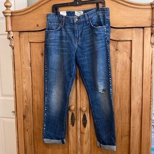 Current/Elliott “The Fling” studded boyfriend jeans